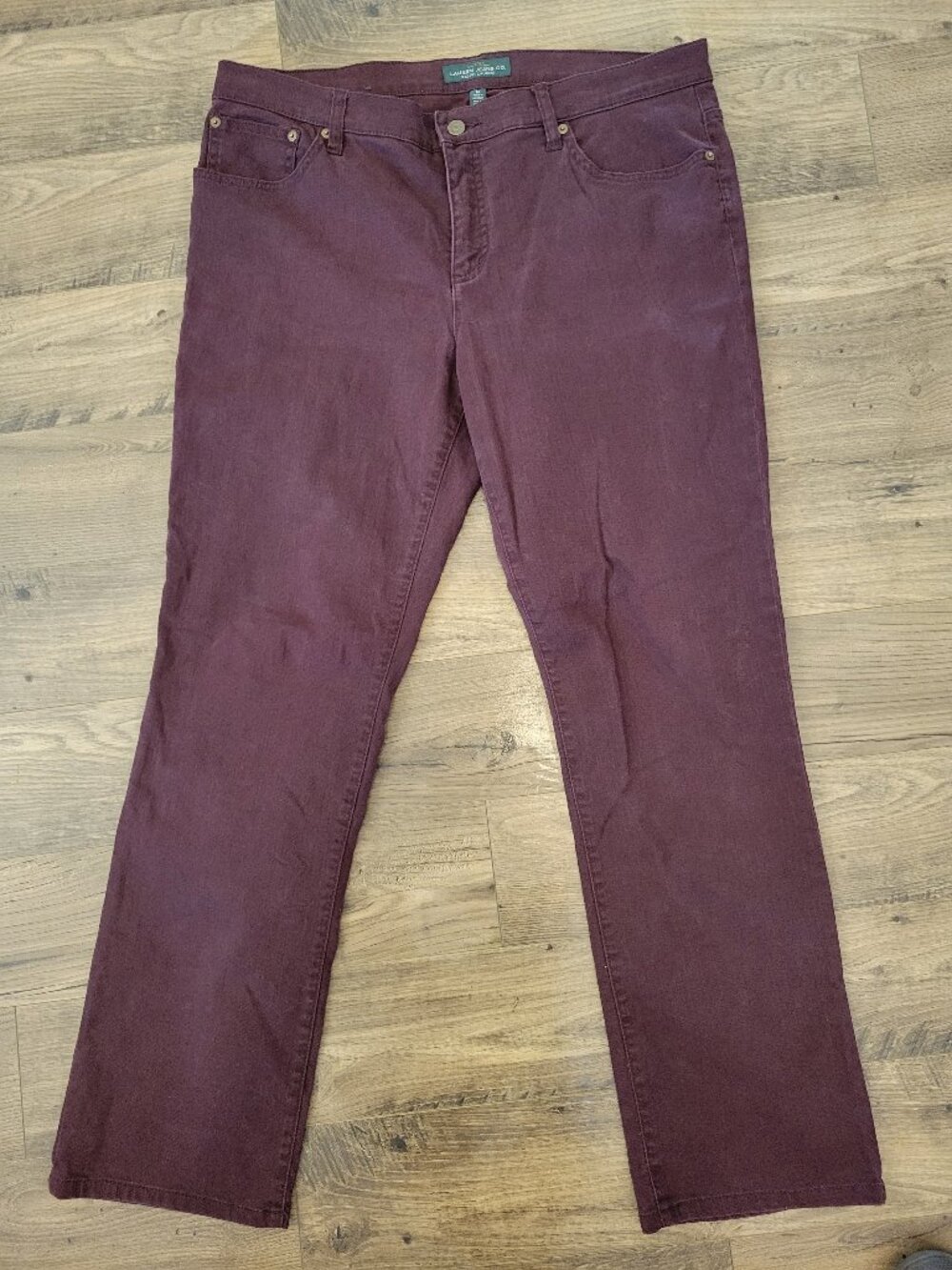 LRL Ralph Lauren Maroon Jeans 16 Modern Straight Burgundy Plum Stretch Denim EUC